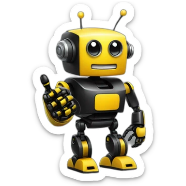 black and yellow robot giving the thumbs-up sticker