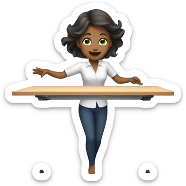 Woman flipping table sticker