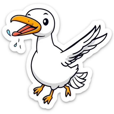 human baby in a bundle being carried by a flying stork sticker