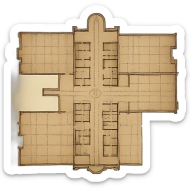 floor plan of a church, medieval, written on a scroll sticker