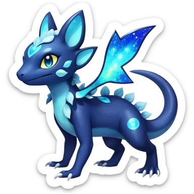 Colorful Iridescent Exotic Nebulae Salandit-Meowstic-Amaura-Fakémon-hybrid-creature (full body)  sticker
