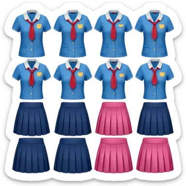 A set of women's school uniforms, no one appears sticker