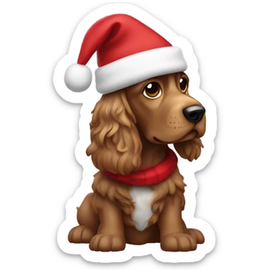 cocker usando gorro de santa claus  sticker