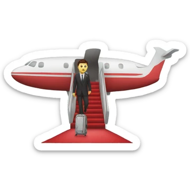 exit from airplane with a red carpet sticker