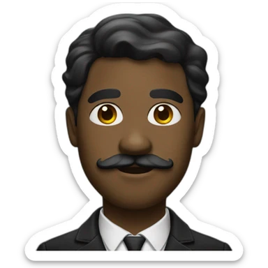 black man with chaplin mustache sticker