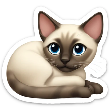 siamese cat laying down sleeping sticker