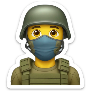 ukrainian soldier face in a mask sticker