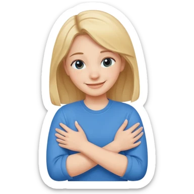 Girl smiling and hugging herself sticker