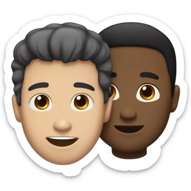 White guy with black hair hugging large light-brown skinned man sticker