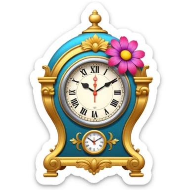 flower blooming next to a clock sticker