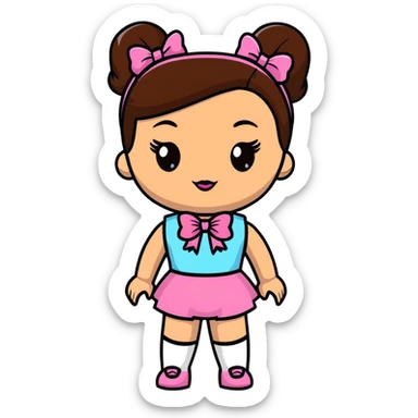 Bratz doll with brown hair and pink bow sticker