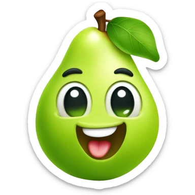 Shiny Green Cute pear with tongue sticker
