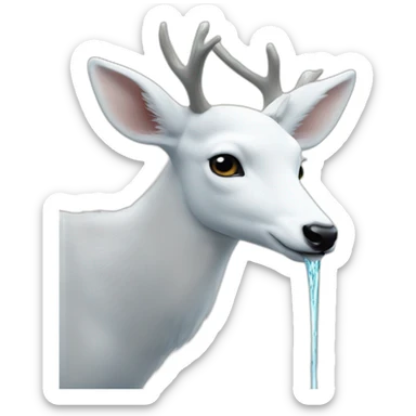 white deer drinking the water sticker