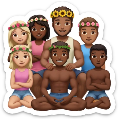 Hunky black men standing around one sitting white girl sticker