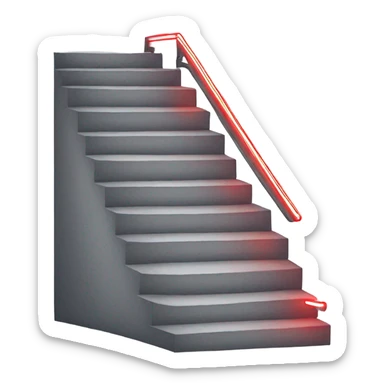 a stair with red neon effect sticker