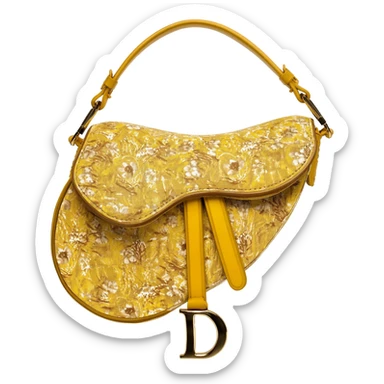 yellow dior printed saddle bag sticker