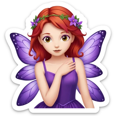 fairy with plums red hair wearing purple  sticker