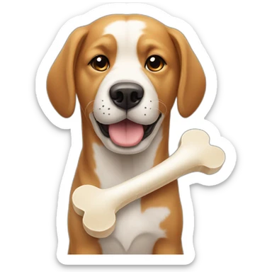 dog with a bone sticker