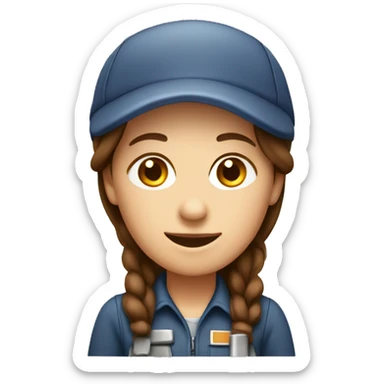 car mechanic woman with brown hair and cap sticker