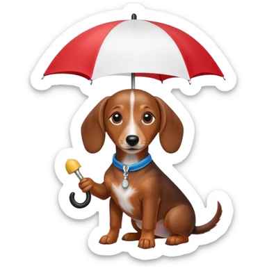 Dachshund with an umbrella sticker