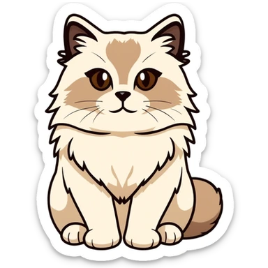 Seal point ragdoll with brown face and nose sticker