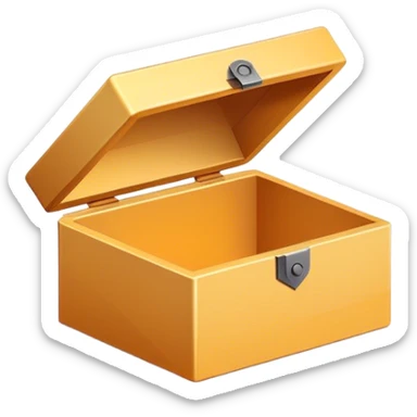 A simple, minimalist open magic box with a subtle shadow underneath, symbolizing an empty space ready to be filled. The design is flat, modern, and uncluttered, perfect for an empty state UI. sticker