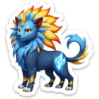 Pyroar-Solgaleo-Luxray-Fakémon-hybrid-creature (full body)  sticker