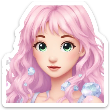 Gorgeous Beautiful Pretty Anime-Pastel-Girl with crystals aesthetic sticker