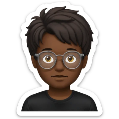  boy with freeform hair black t-shirt put a glasses black people sticker