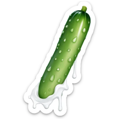 Tanned skinny long cucumber with white paint dripping sticker
