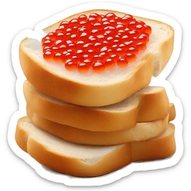 Food red caviar on bread sticker