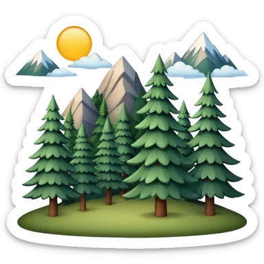 forest and mountains with fir trees sticker