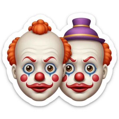 clowns with sad face and shrinking eyes and closed mouth sticker