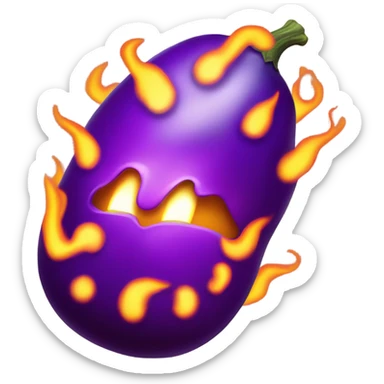 Eggplant on fire sticker