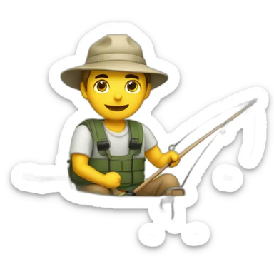 white fisherman in a small boat fishing sticker