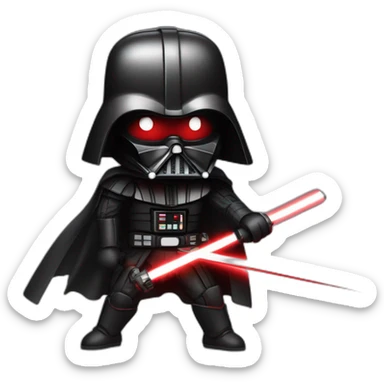 dark vador qui tien un sabre laser rouge en position de combat sticker