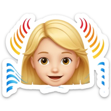 smiling child face with sound waves sticker