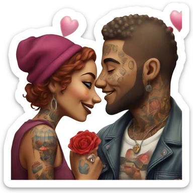 Romantic carnival date for beautiful tattooed couple sticker