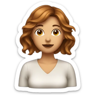 Une femme calme qui joue au carte avec les cheveux carré brun sticker