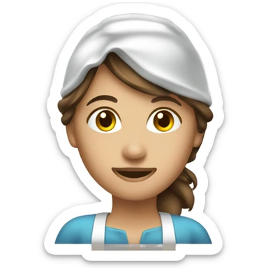 Cleaning maid light brunette with a spray bottle  sticker