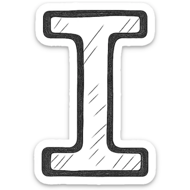 the letter I, visually distinct, hand drawn style, no background sticker
