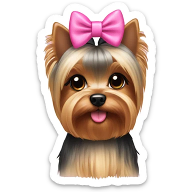 Yorkie with pink bow sticker
