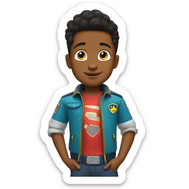  young black boy buzzed haircut paw patrol sticker