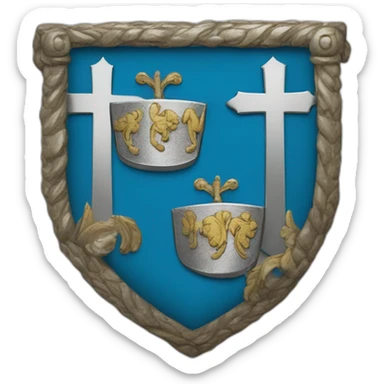 Coats of arms Azure, a horseshoe argent, heels to base, surmounted of a cross patée, and a second within the heels, both silver sticker