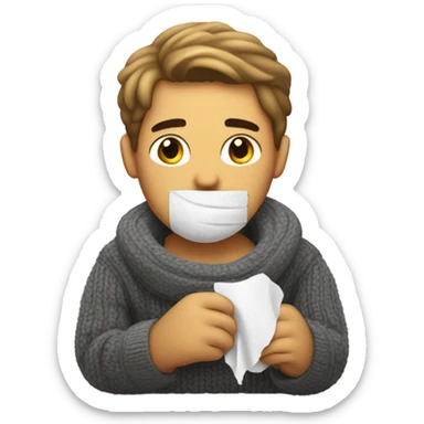 a man which have a cold sticker