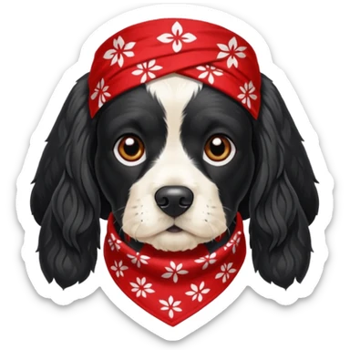 Собака породы черно-белый русский кокер спаниель в бандане Grow Street sticker