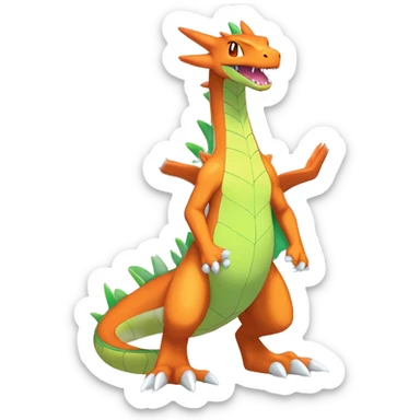 Anthro Cool Edgy Legendary Colorful Shy Shiny Fakemon-Pokémon-Flygon-Charizard-Fantasy-Creature With Full Body Detailed High Quality sticker