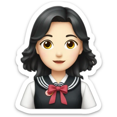 japanese school girl wears black sailor uniform sticker
