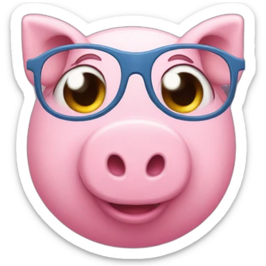 Pink piggy girl with glasses and blue eyes sticker