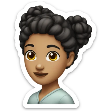  girl medium skin with black curly hair in a low bun sticker